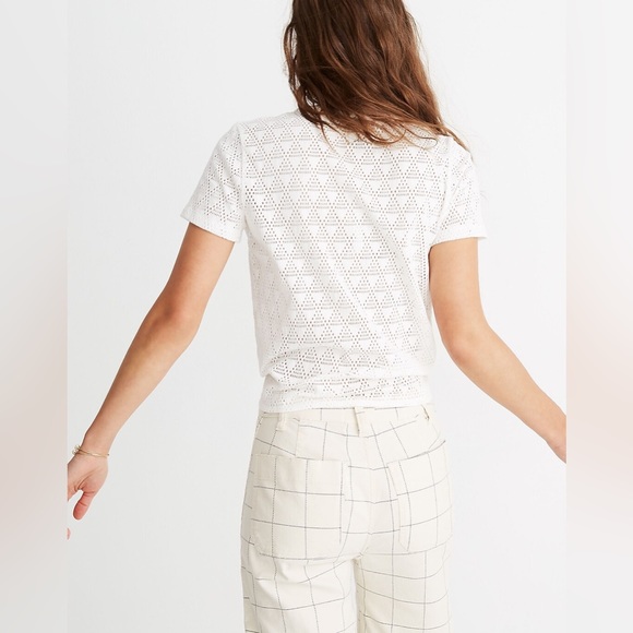 Madewell Modern Tie-Front Tee in Geo-Eyelet - Rust - Picture 6 of 11